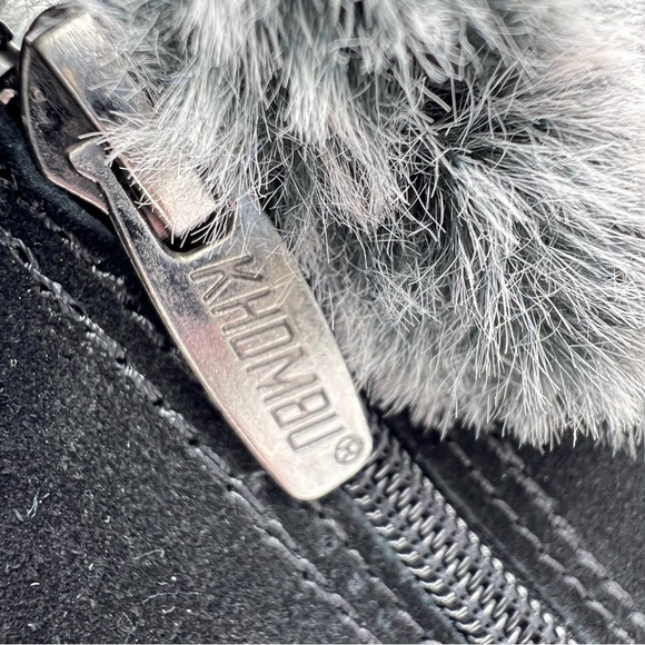Khombu Black Suede Ankle Boot Size 7 Faux Fur Collar “Blend” Water-Resistant New - Picture 8 of 10